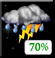 Tonight: Showers and thunderstorms likely before midnight, then showers and thunderstorms likely between midnight and 1am, then a chance of showers and thunderstorms between 1am and 2am, then showers and thunderstorms likely. Mostly cloudy, with a low around 66. South wind 0 to 5 mph. Chance of precipitation is 70%. New rainfall amounts between a quarter and half of an inch possible. Tonight: Showers And Thunderstorms Likely